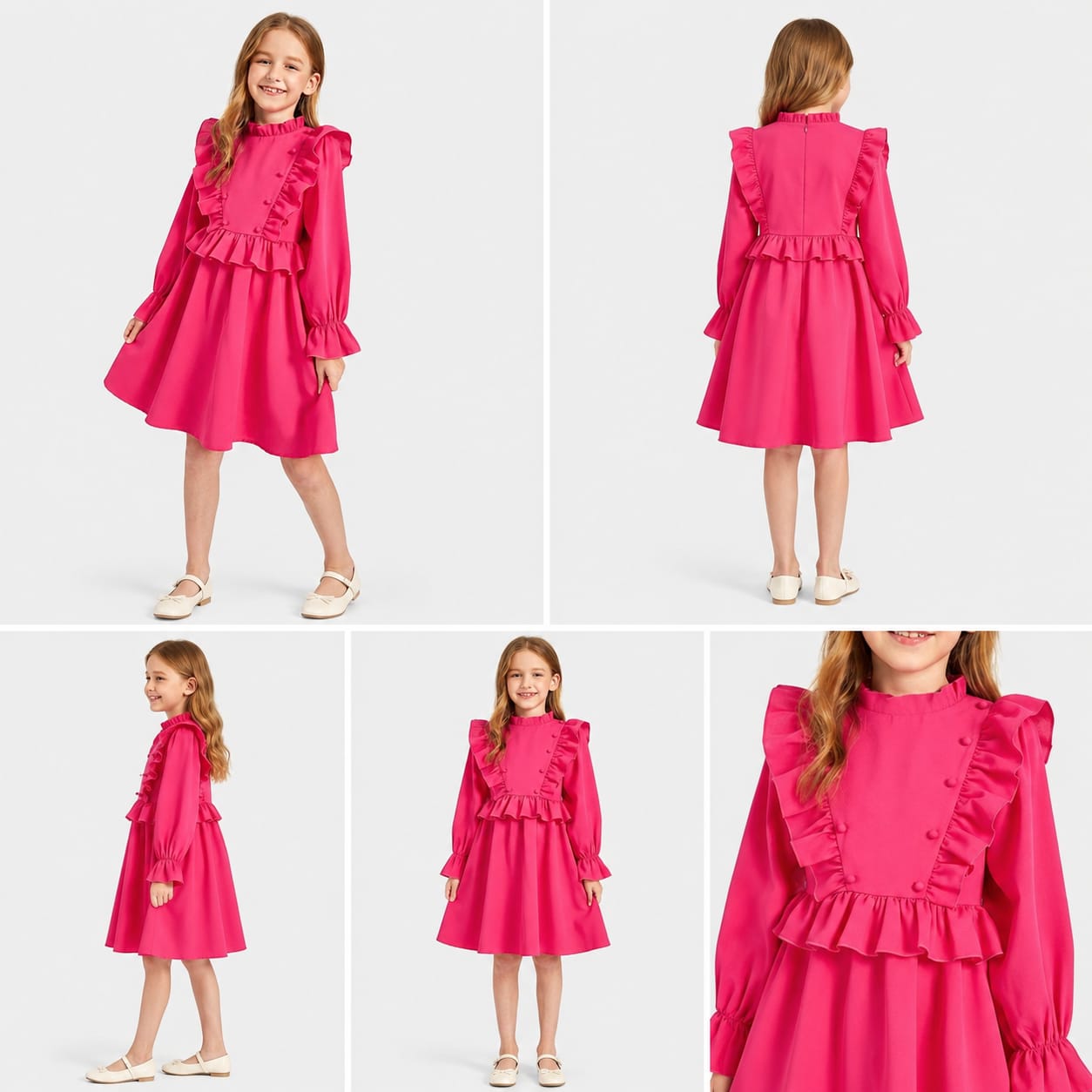 Pre Order : Admirable Frills Full Sleeves Cotton Dress