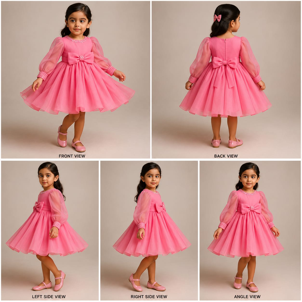 Pre Order: Beautiful Pink Dress With Cuff Sleeves