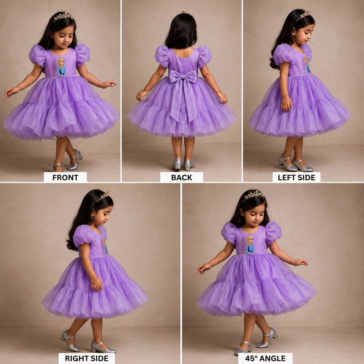 Pre Order: Leaves And Doll Embroidered Flared Lavender Dress