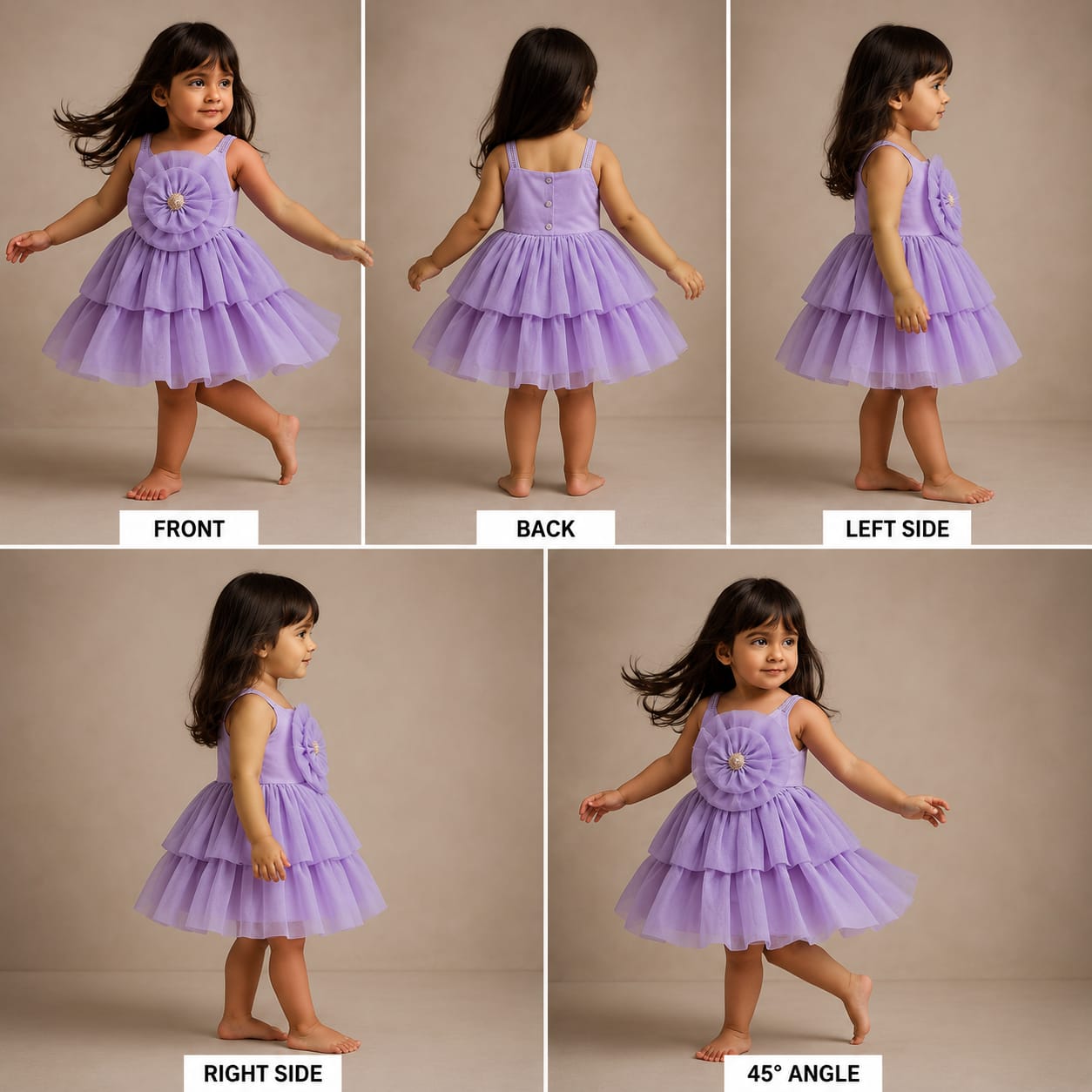 Pre Order: Organza Flower Embellished Yoke Lavender Dress