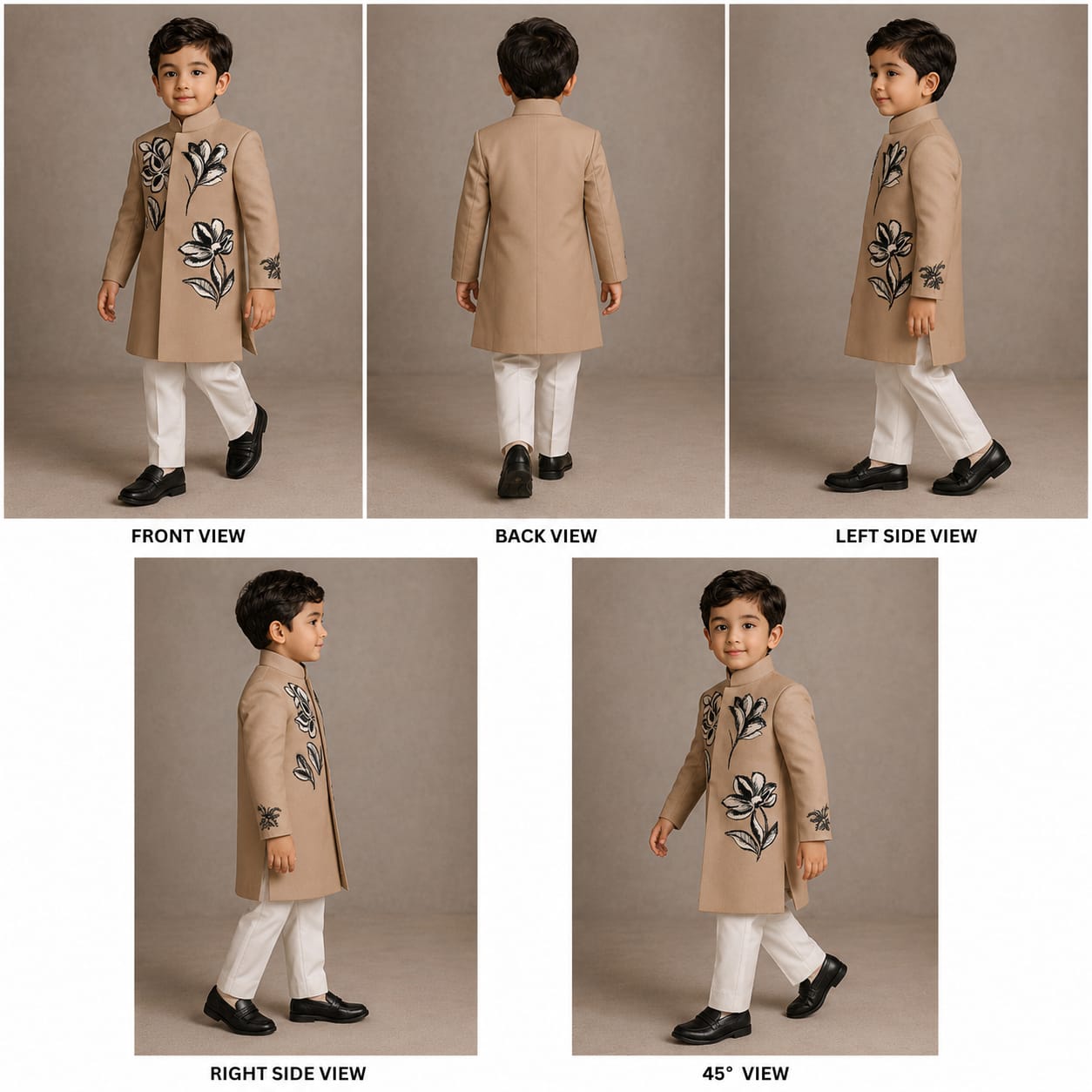 Pre Order: Beige Floral Hand painted Sherwani And Pant