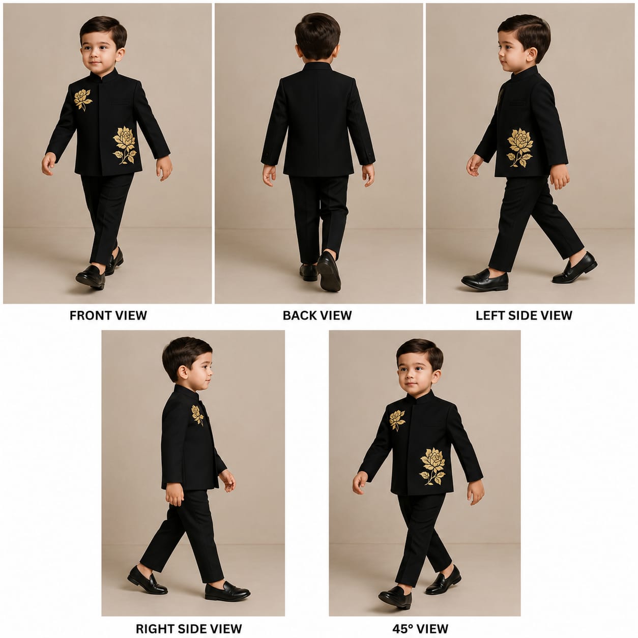 Pre Order: Black Embroidered Applique Work Sherwani And Pant