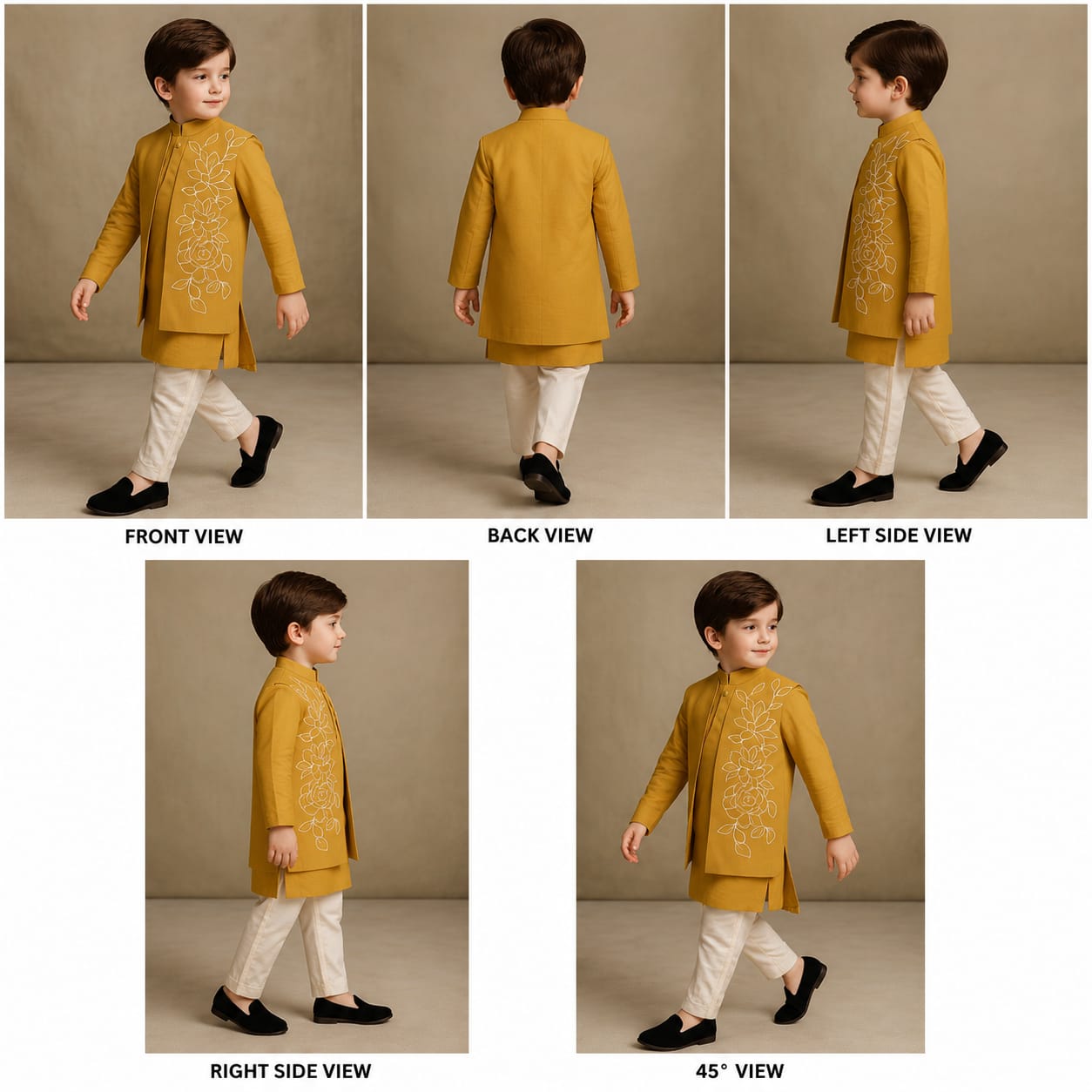Pre Order: Mustard Embroidered Sherwani And Pant