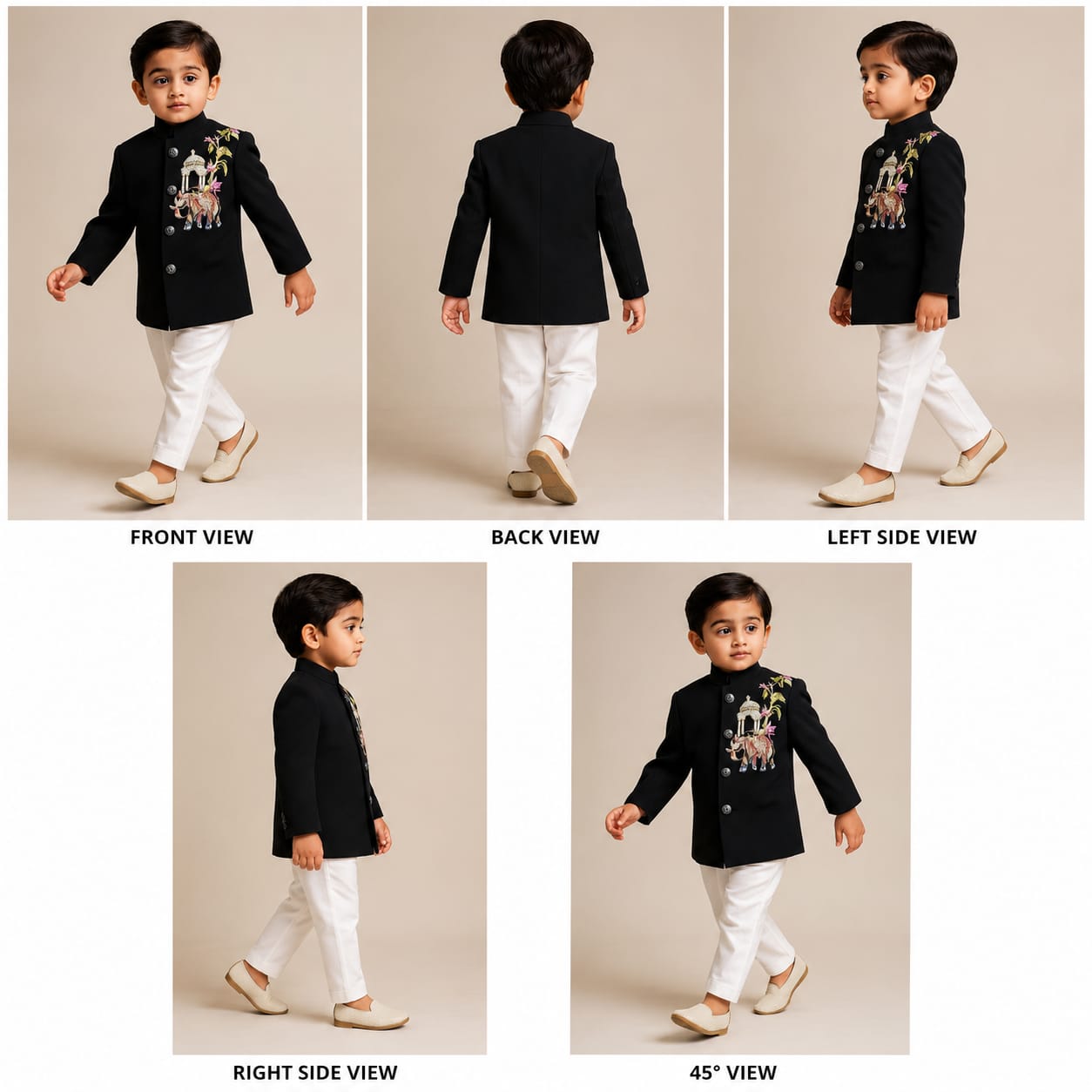 Pre Order: Black Ethnic Embroidered Sherwani With Pyjama