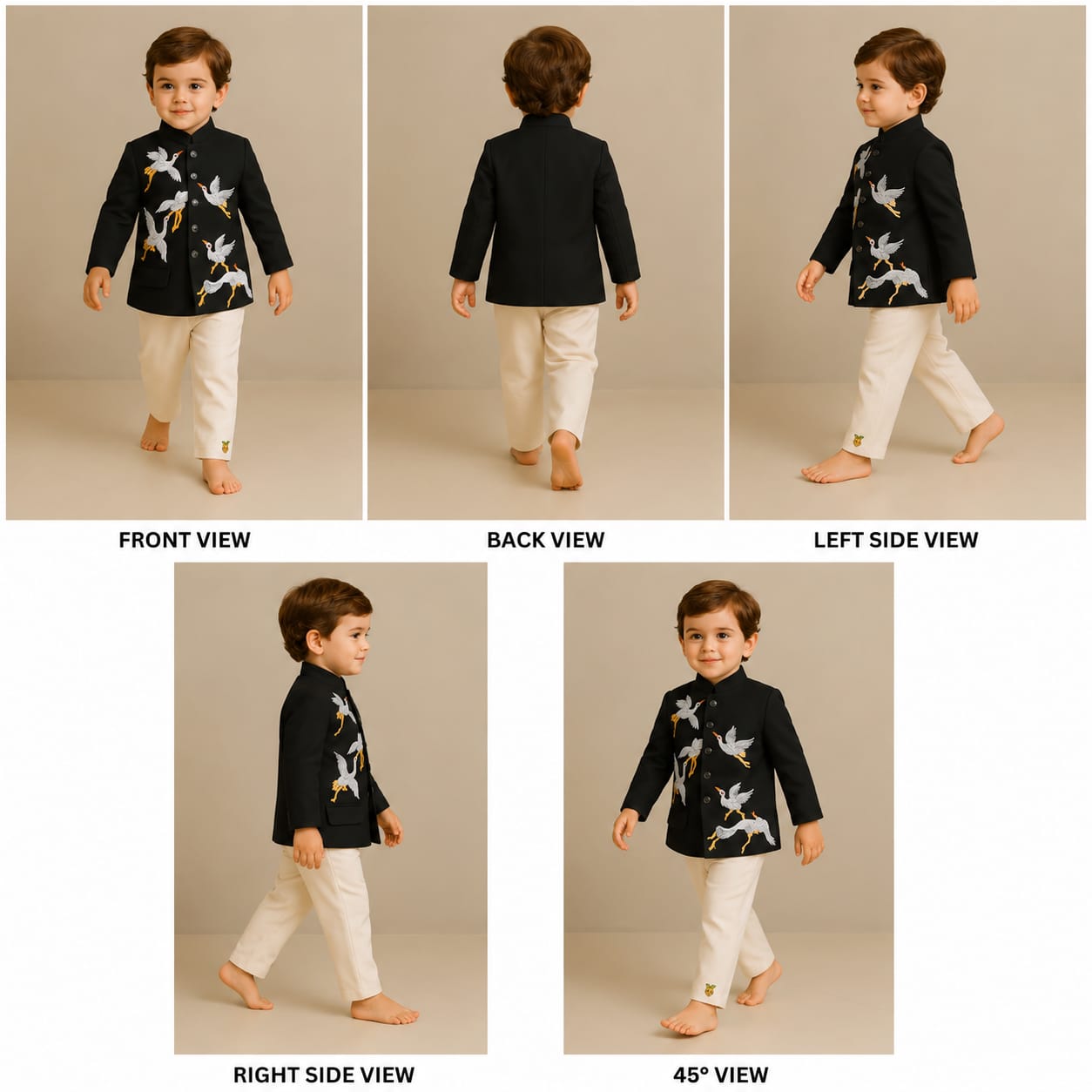 Pre Order: Bird Embroidered Sherwani With Off White Pyjama