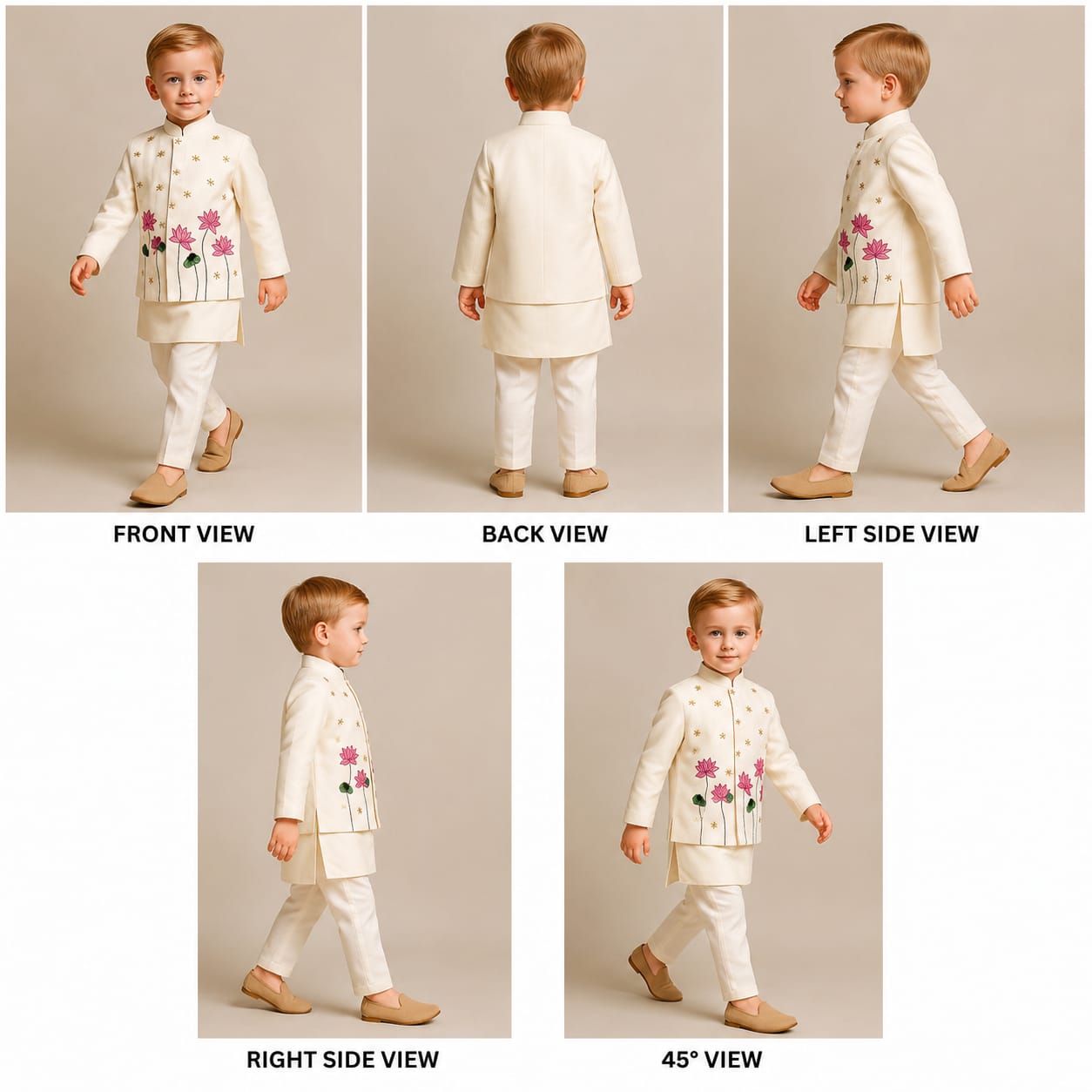 Pre Order: Off White Kurta With Embroidered Jacket With Pant