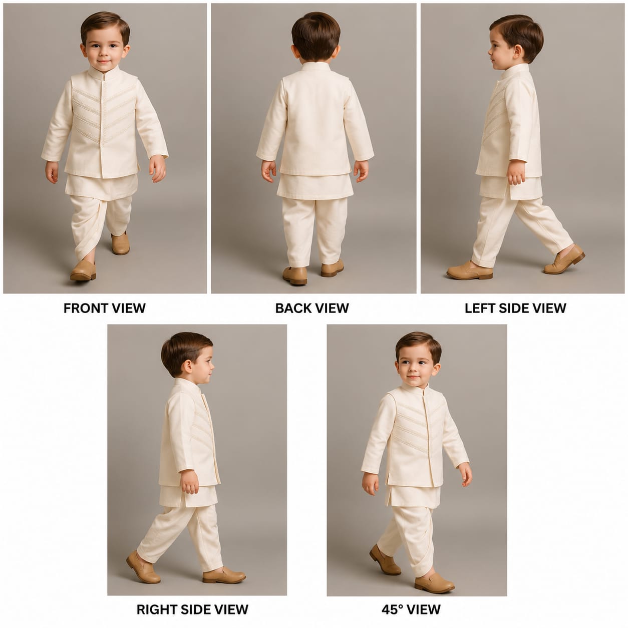 Pre Order: Off White Kurta With Front Open Sequin Laced Jacket And Dhoti