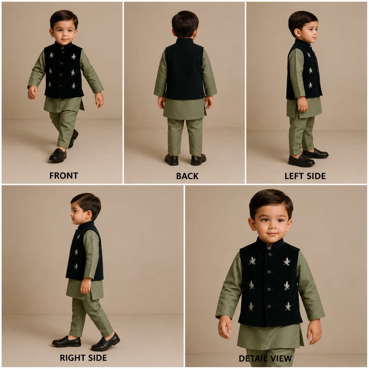 Pre Order: Ethnic Kurta With Embroidered Velvet Jacket And Pyjama