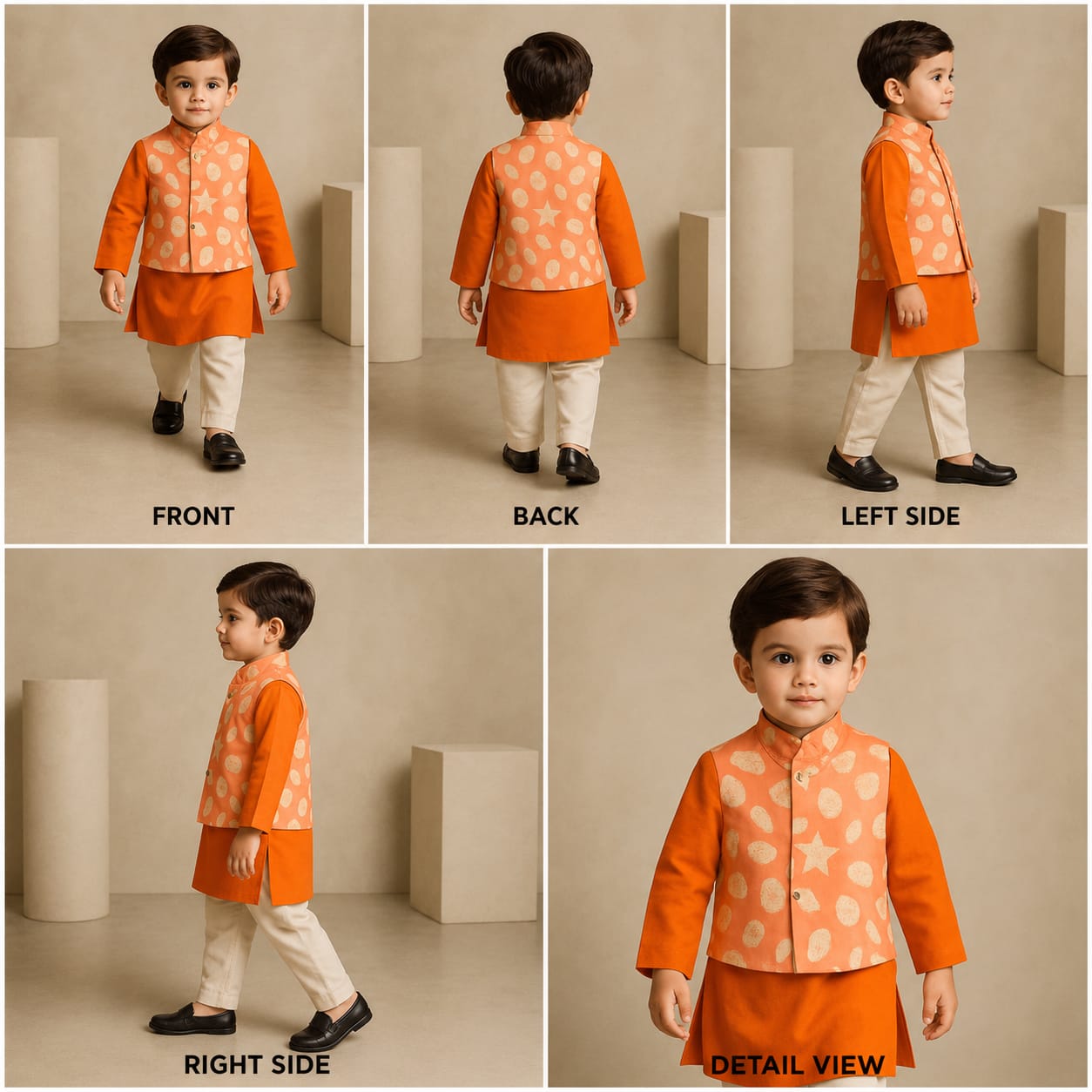 Pre Order: Orange Stylish Draped Printed Flap Kurta And Pyjama