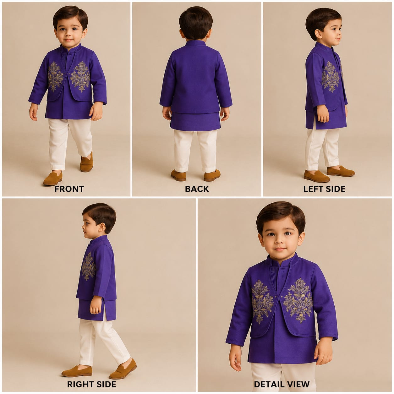 Pre Order: Violet Kurta With Embroidered Flap And Pyjama