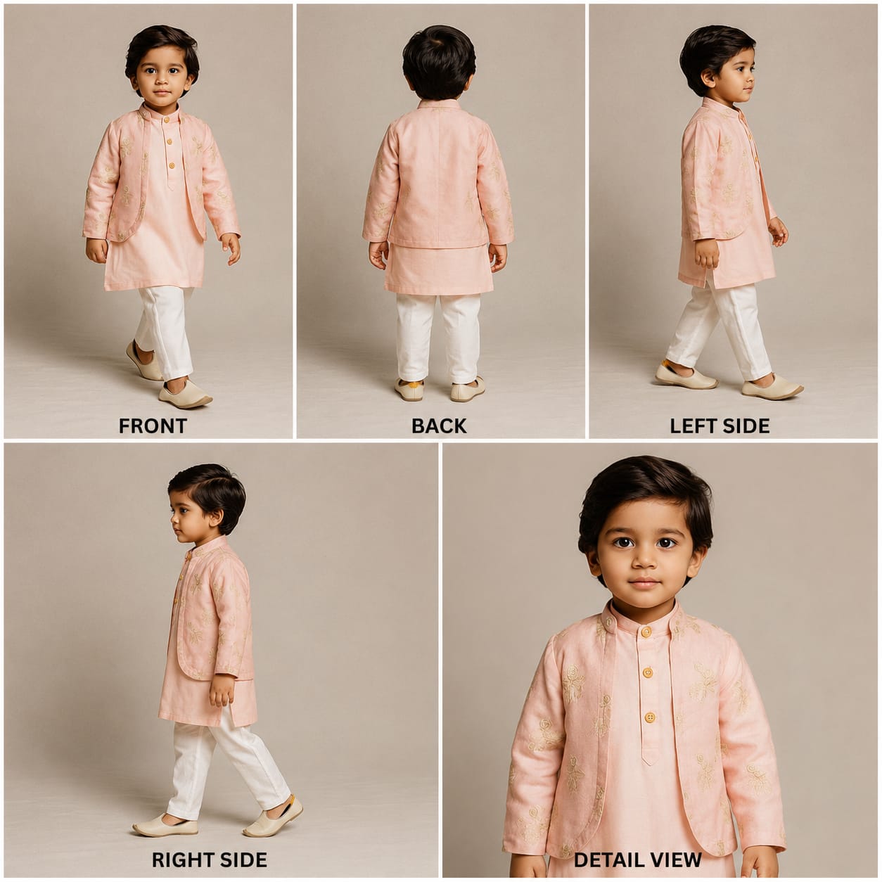Pre Order: Zari Thread Work Full Sleeves Jacket With Kurta And Pyjama