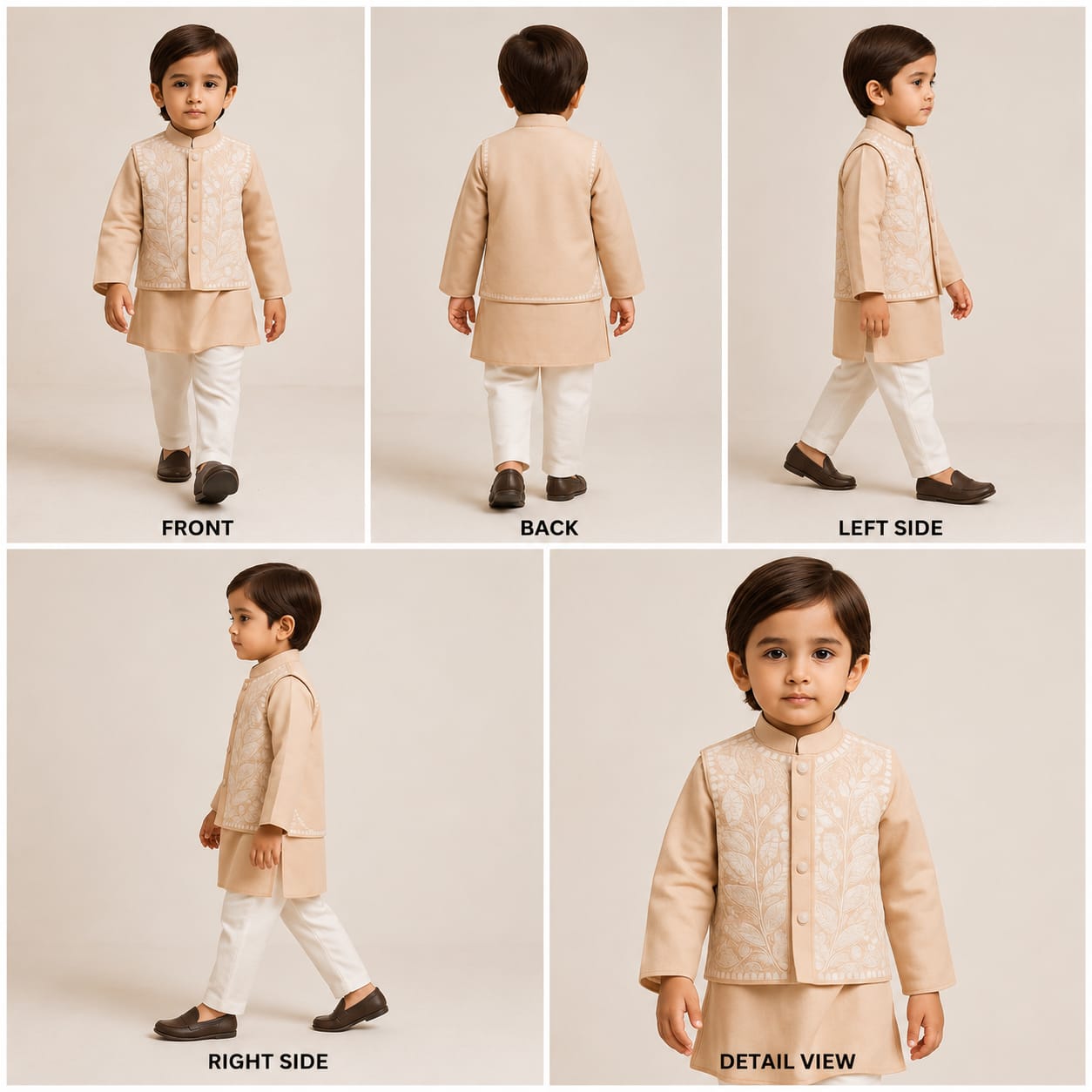Pre Order: Ethnic Kurta With Motifs Embroidered Jacket And Pyjama