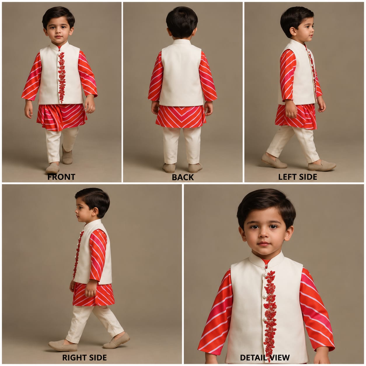 Pre Order: Leheriya Printed Stylish Kurta And Jacket With Pyjama