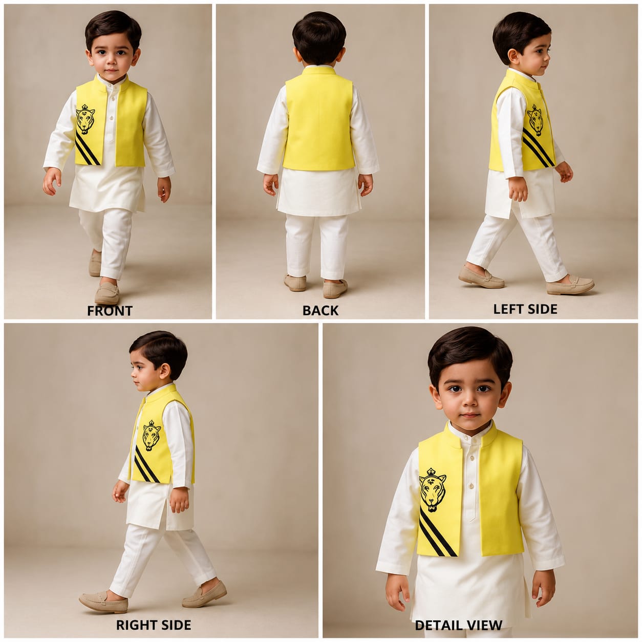 Pre Order: Kurta And Yellow Jacket With Pyjama
