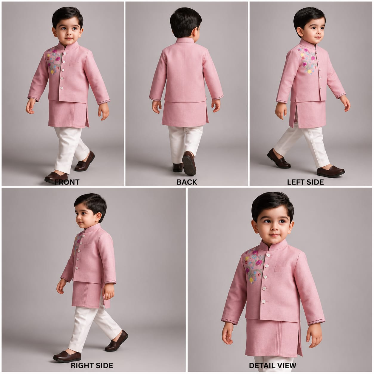 Pre Order: Purple Pintuck Kurta And Thread Embroidered Jacket With Pyjama