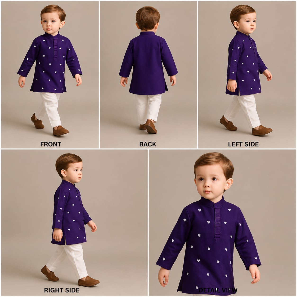 Pre Order: Purple Thread Embroidered Kurta With Off White Pyjama