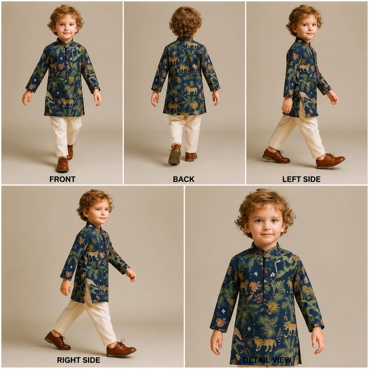 Pre Order: Jungle Printed Style Kurta With Pyjama