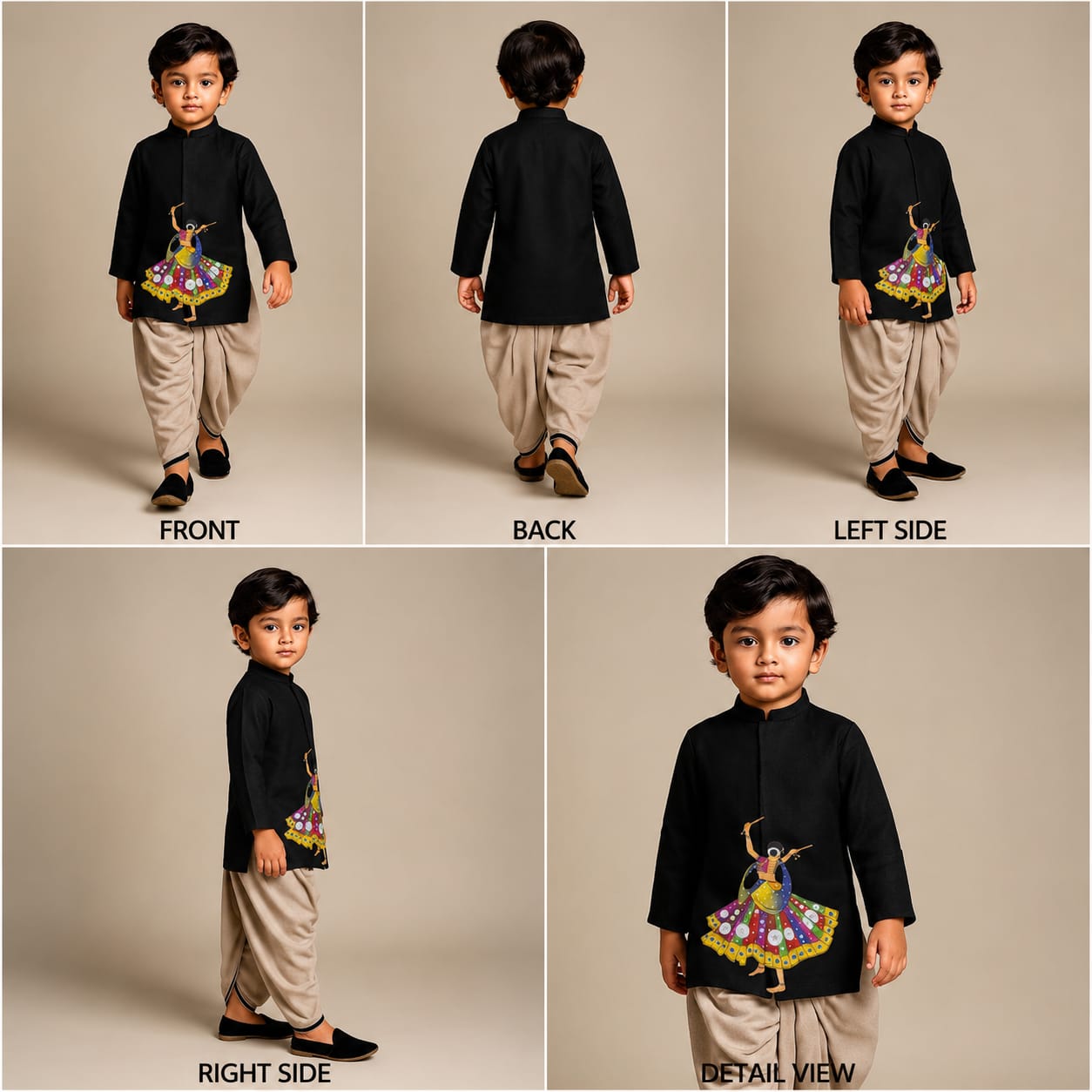 Pre Order: Traditional Folk  Black Kurta With Dhoti