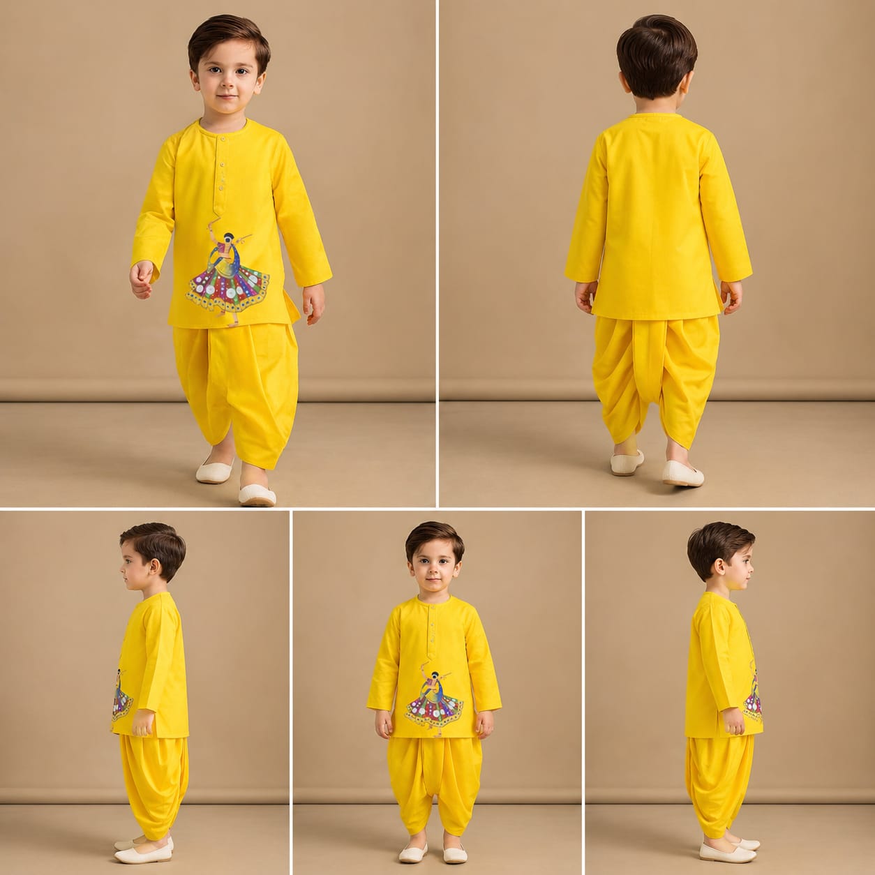 Pre Order: Garba Yellow Kurta And Dhoti Style Pant