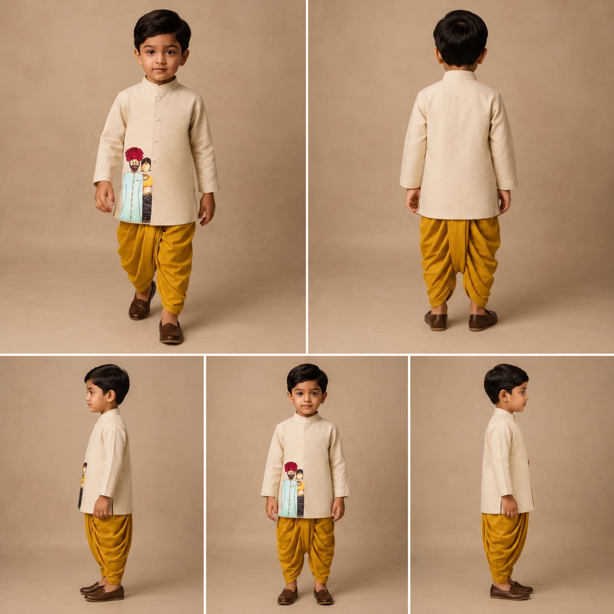 Pre Order: Togetherness Off White Kurta With Yellow Dhoti