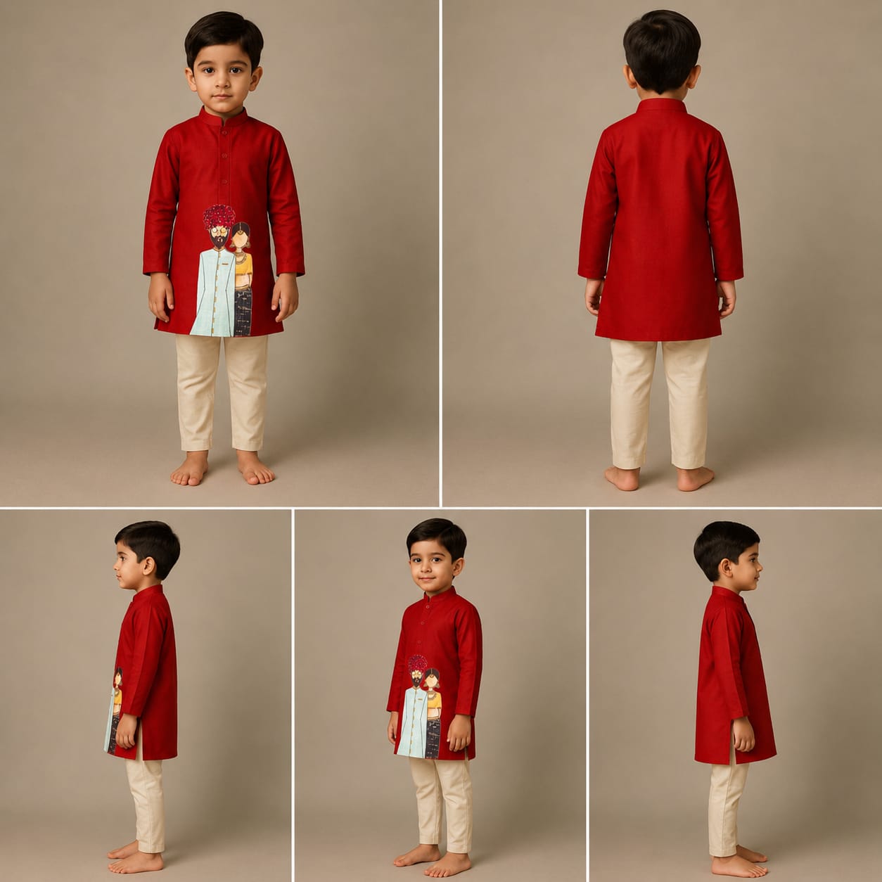 Pre Order: Duo Face Red Kurta And Pyjama Set