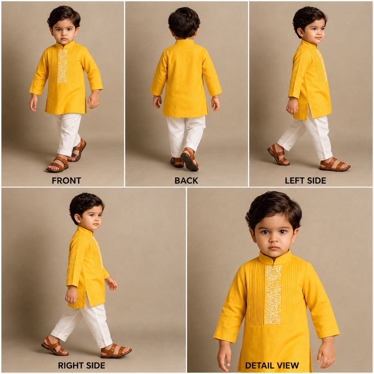 Pre Order: Yellow Embroidered Pin Tuck Detailed Kurta With Pyjama