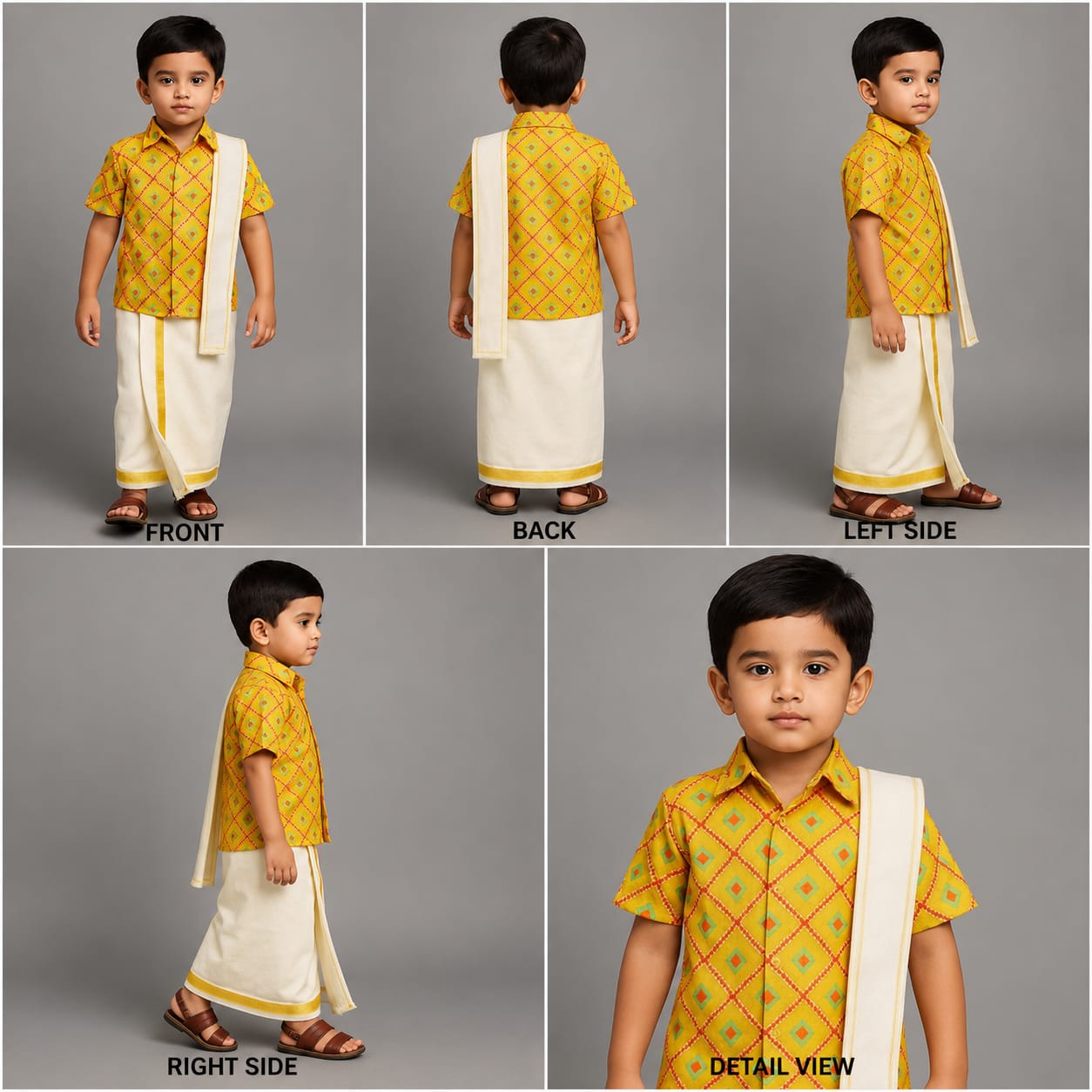 Pre Order: Exquisite Patola Print Shirt And Stitched Lungi With Shawl