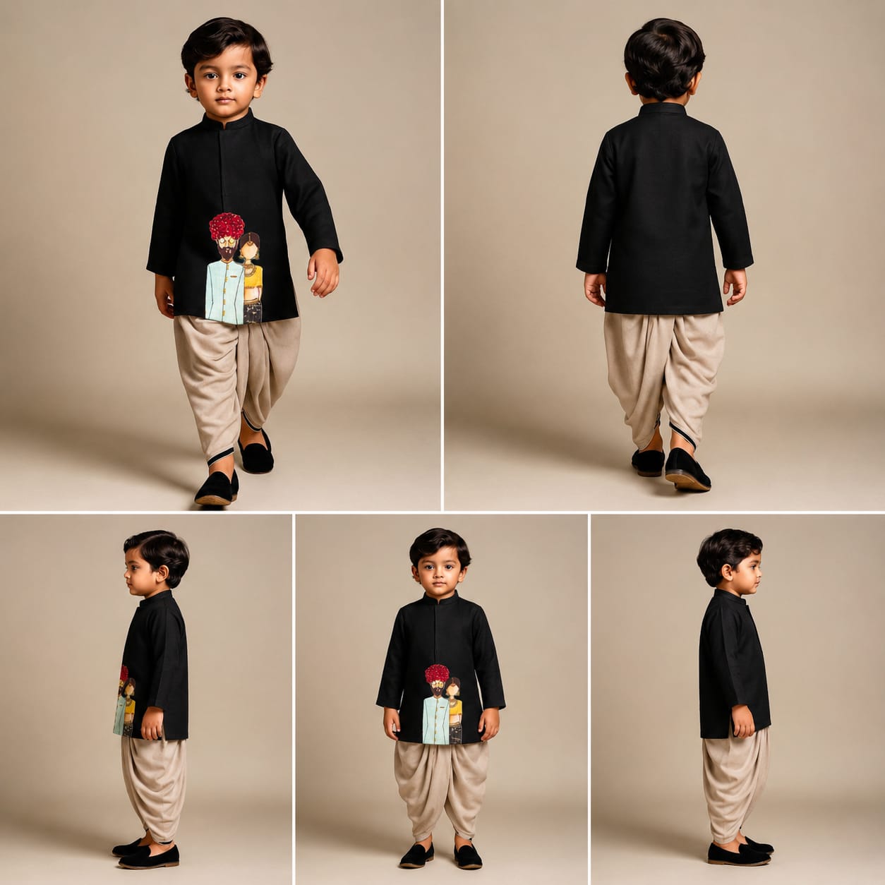 Pre Order: Yugal Mukhar Black Kurta With Dhoti