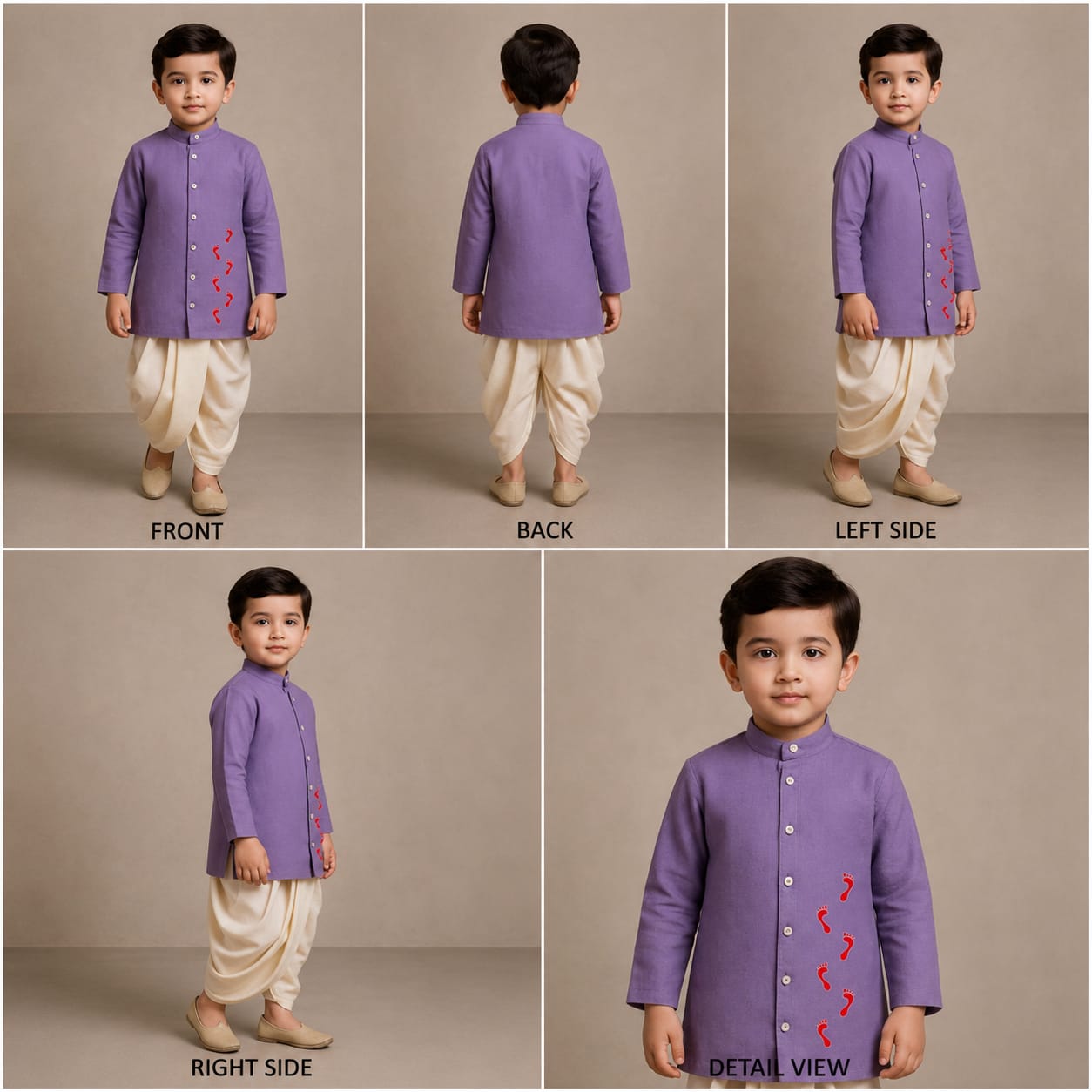 Pre Order: Holy Walk Purple Kurta With Off White Dhoti