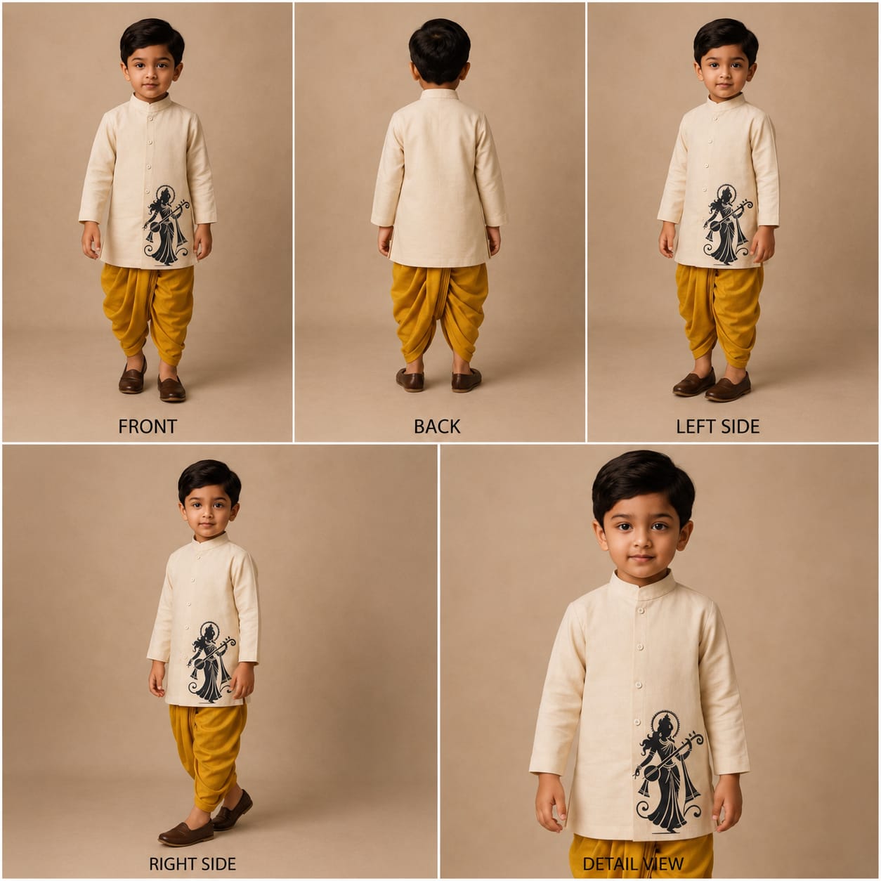 Pre Order: Goddess of Harmony  Off White  Kurta With Yellow Dhoti
