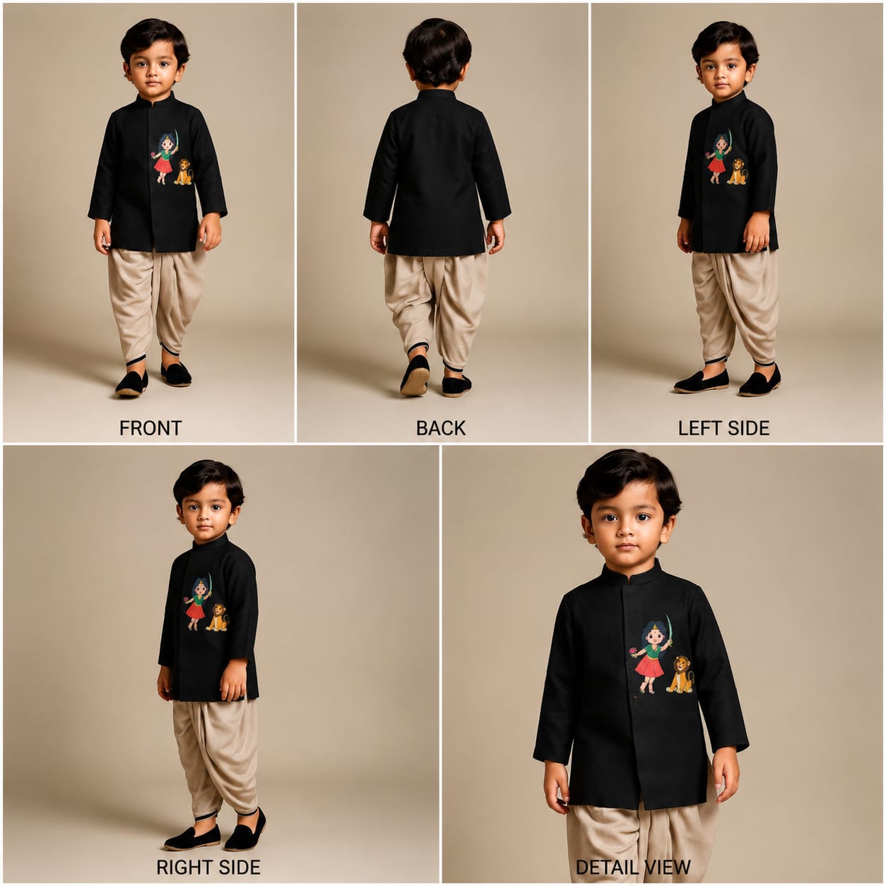 Pre Order: Mata Katyayani Black Kurta With Dhoti