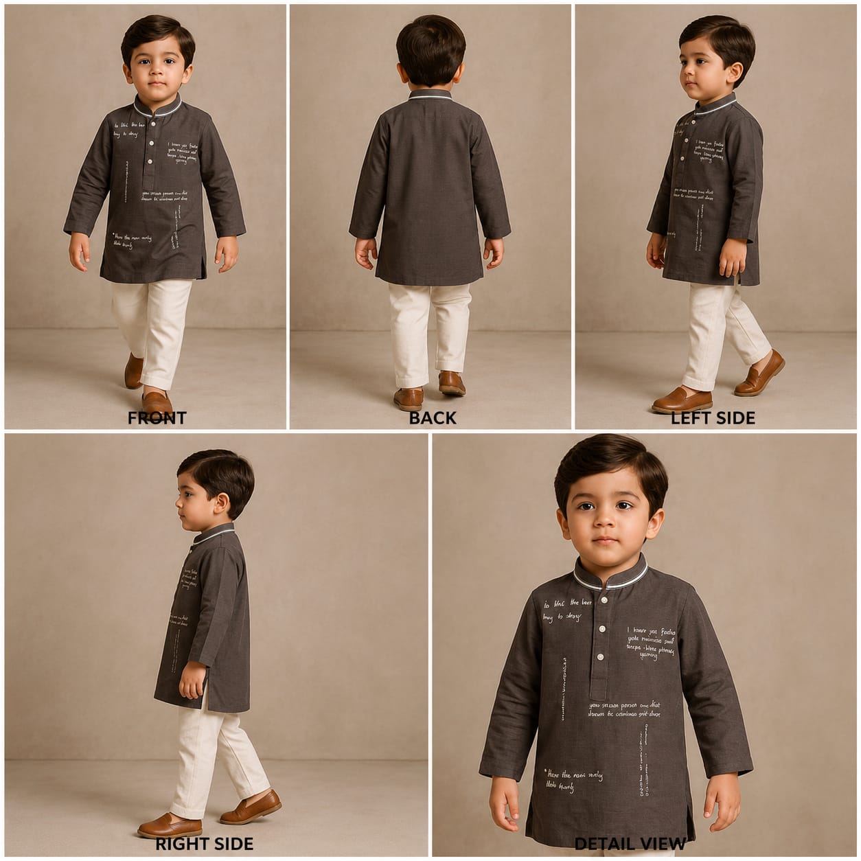 Pre Order: Brown Embroidered Kurta And Pyjama