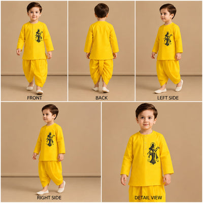 Pre Order: Mataji Yellow Kurta And Dhoti Style Pant