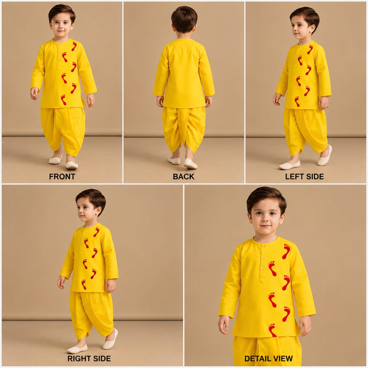 Pre Order: Feet of Goddess Yellow Kurta And Dhoti Style Pant