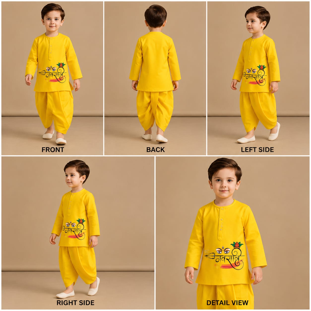 Pre Order: Navratri Yellow Kurta And Dhoti Style Pant