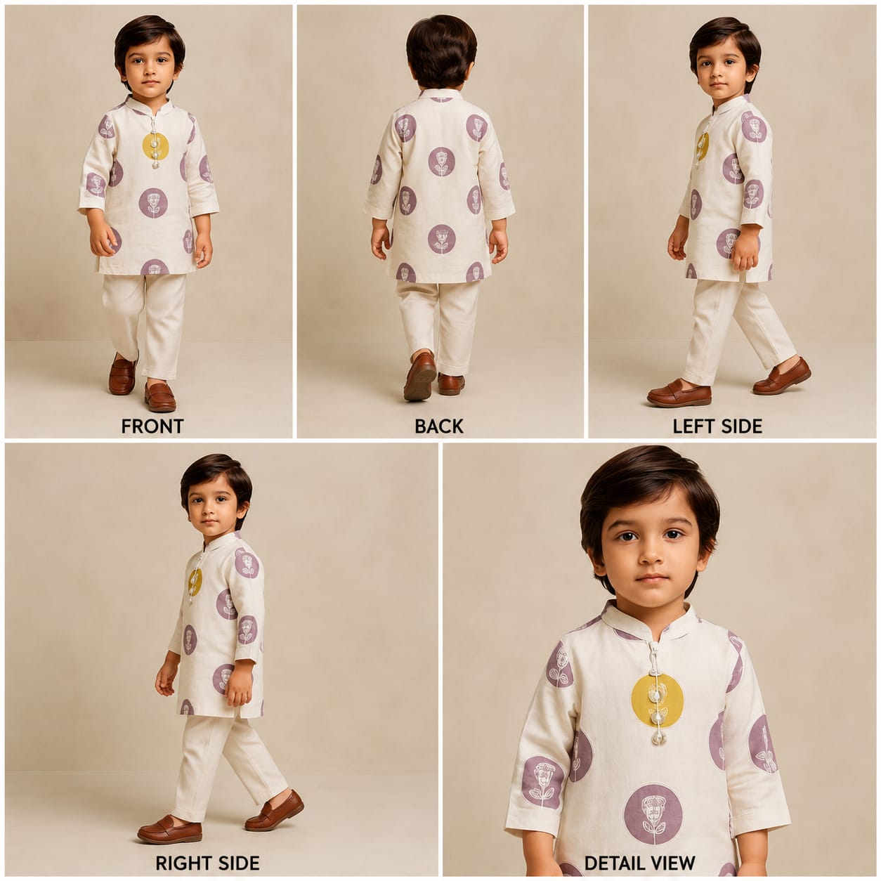 Pre Order: Off White Printed Kurta And Pyjama