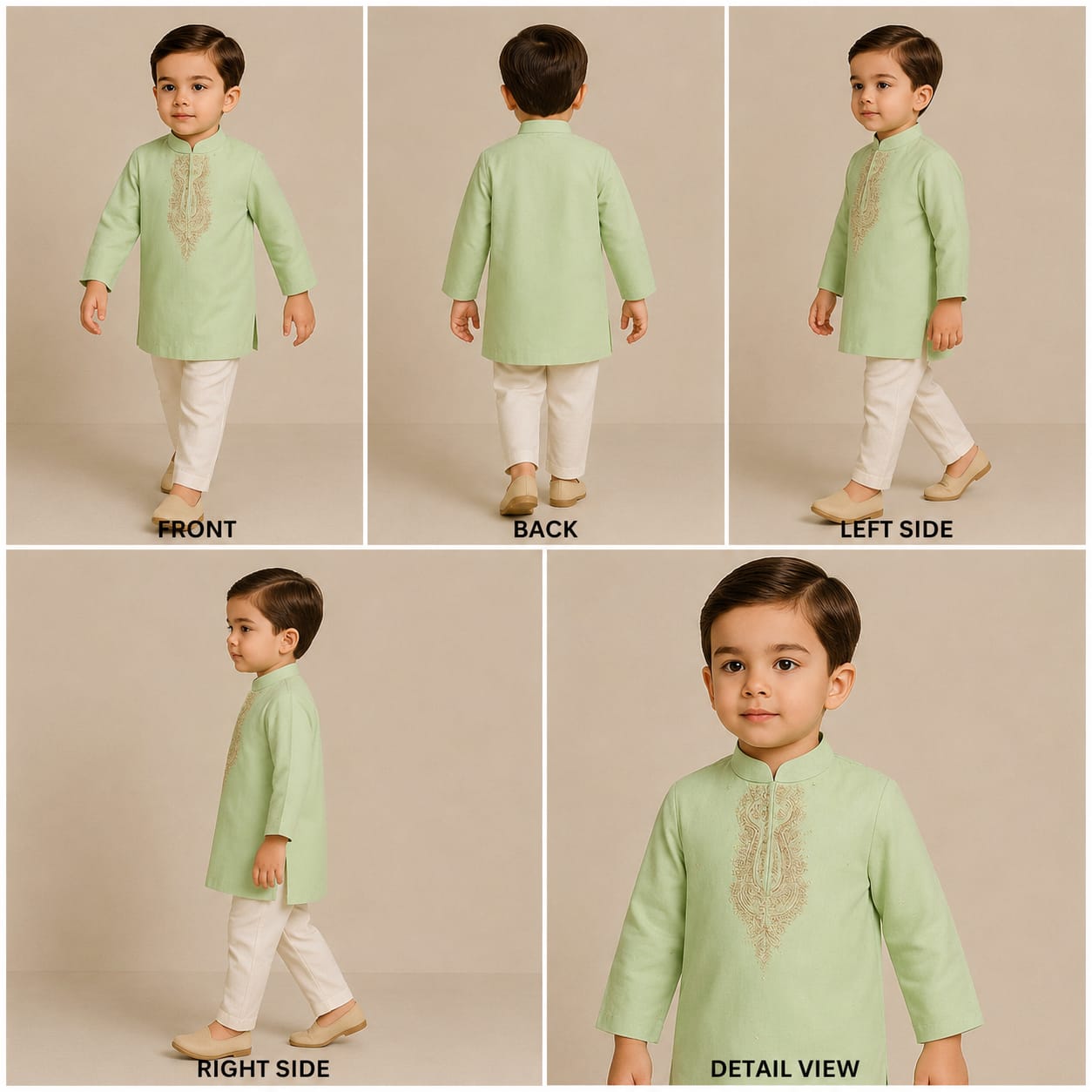 Pre Order: Embroidered Green Kurta And Pyjama