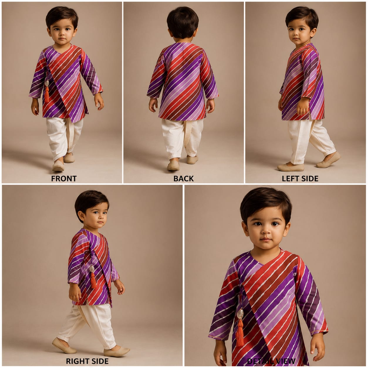 Pre Order: Angarkha Style Leheriye Printed Multicolour Kurta And Dhoti