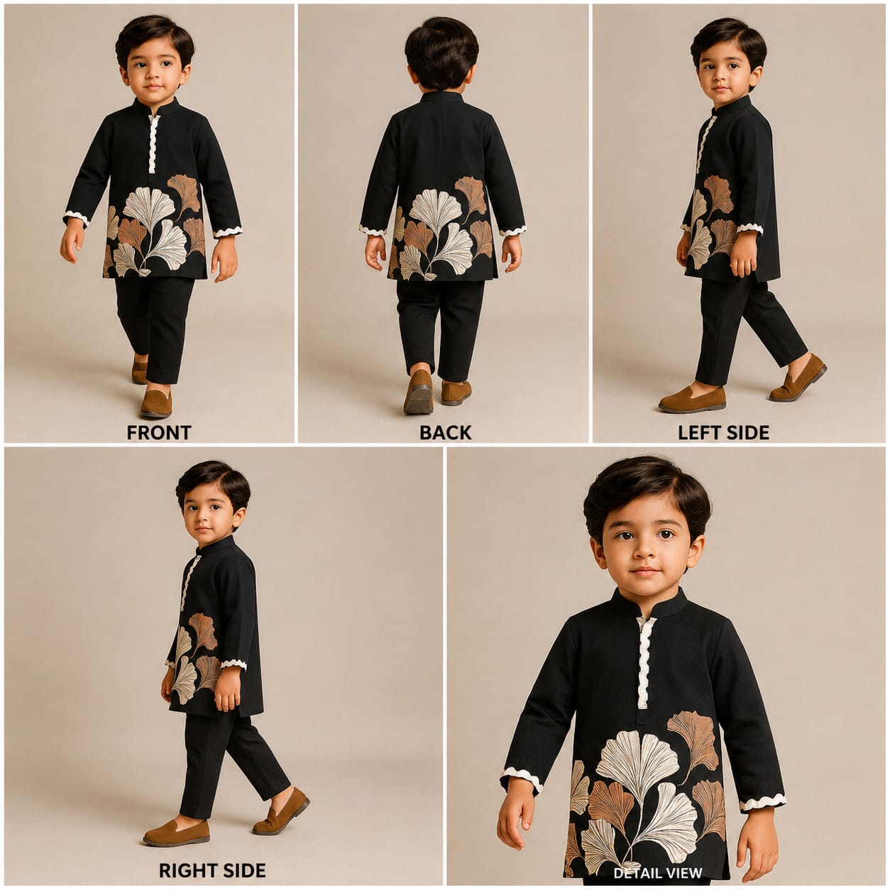 Pre Order: Black Printed Kurta And Pyjama