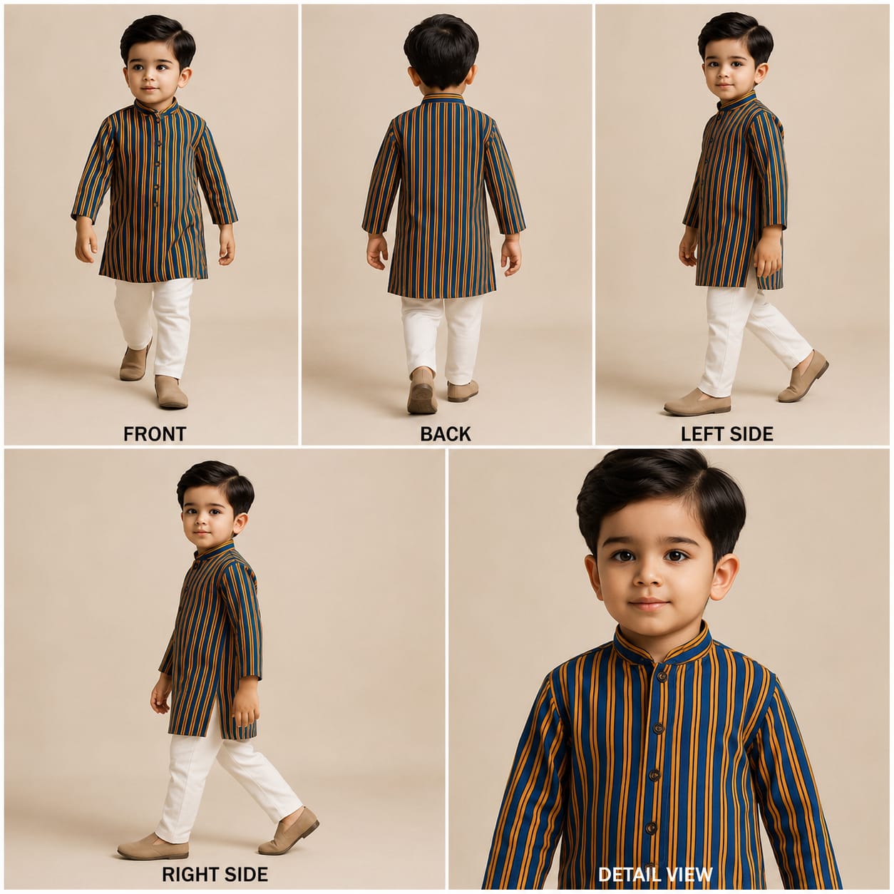 Pre Order: Multicolour Stripe Printed Kurta And Pyjama