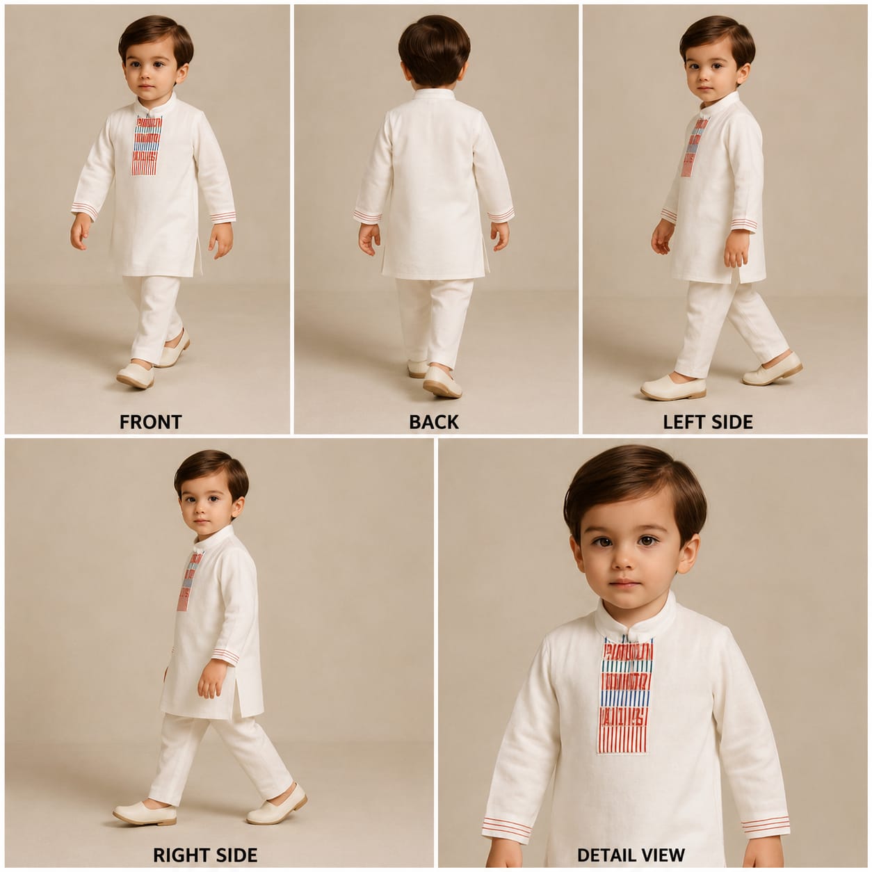 Pre Order: White Embroidery Detailed Kurta And Pyjama
