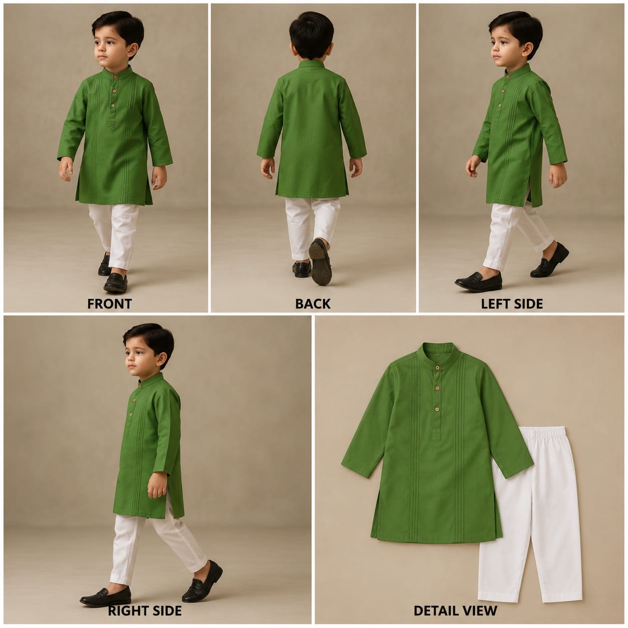Pre Order: Pin Tuck Green Kurta And Pyjama