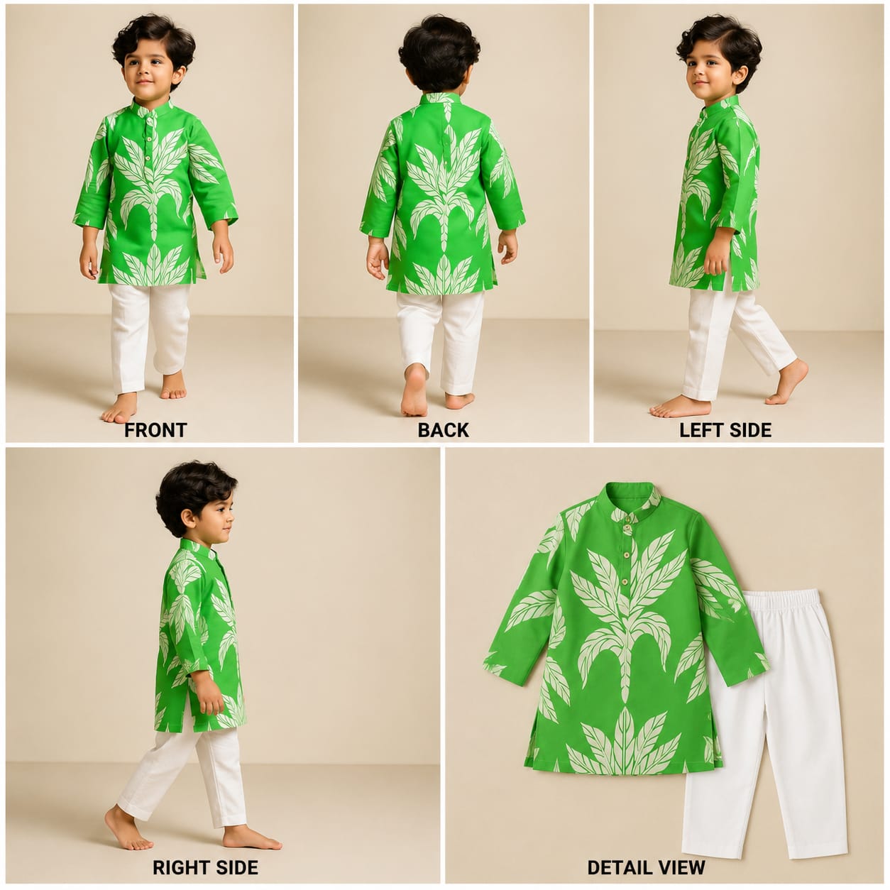 Pre Order: Printed Green Kurta With Pyjama