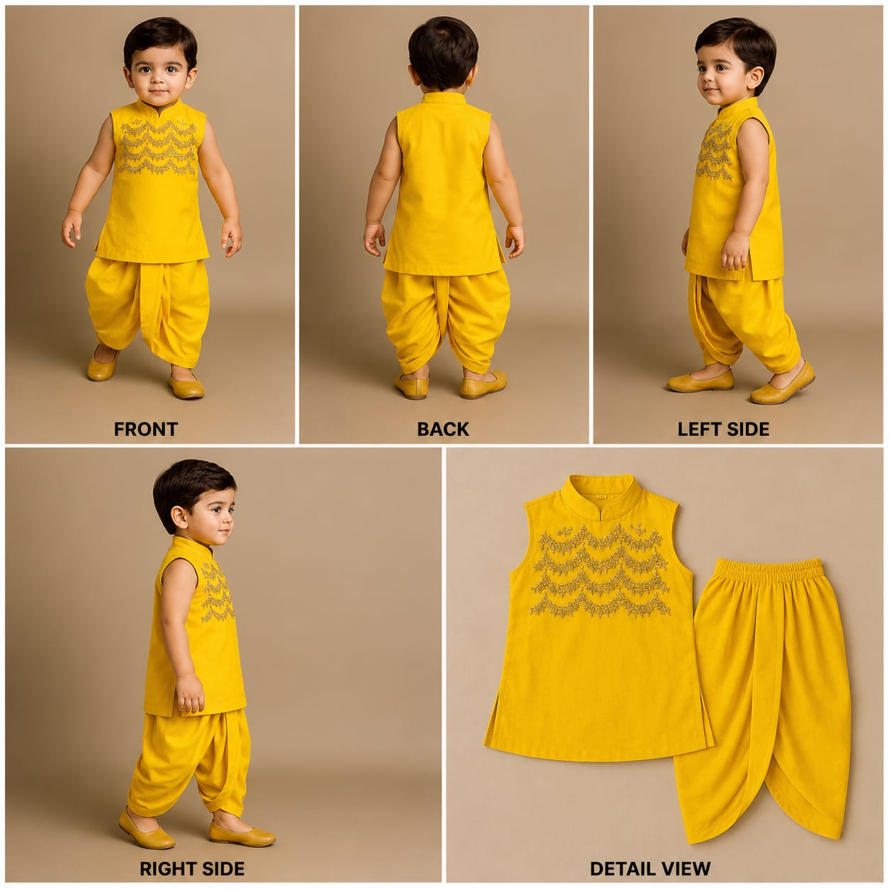 Pre Order: Yellow Embroidered Kurta with Dhoti