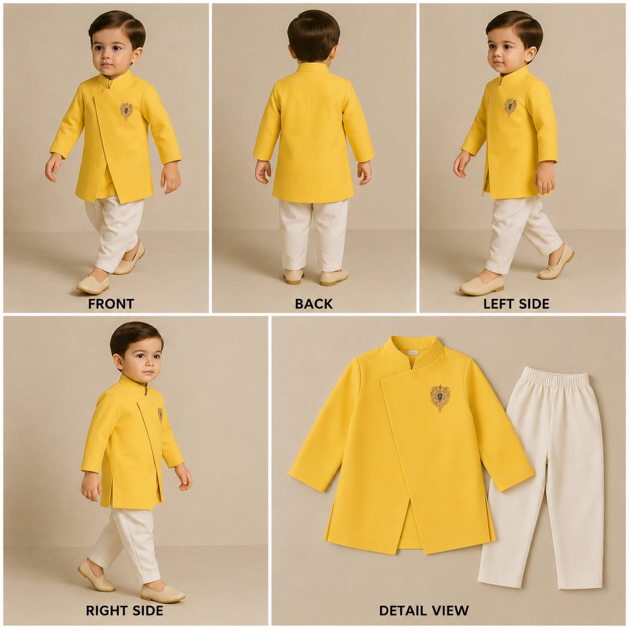 Pre Order: Lion King Embroidered Asymmetric Kurta With Dhoti