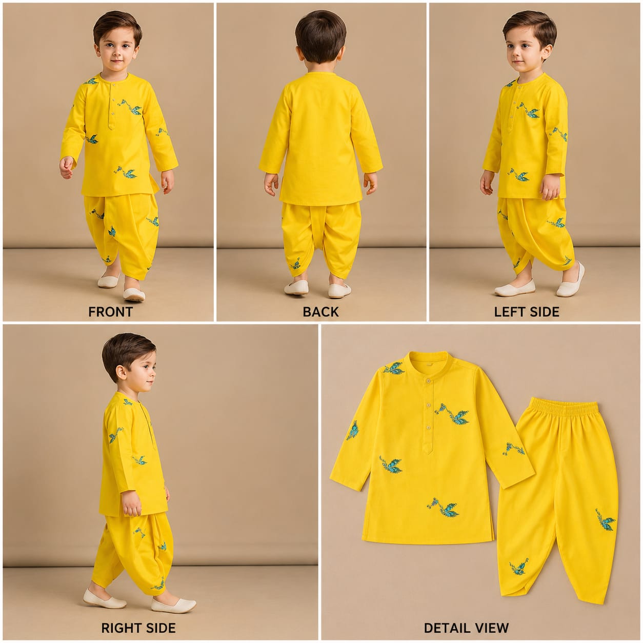 Pre Order: Yellow Embroidered Kurta And Dhoti Style Pant