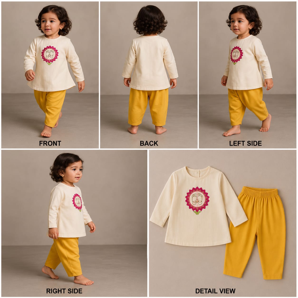 Pre Order: Yellow And off White Embroidered Dhoti Kurta