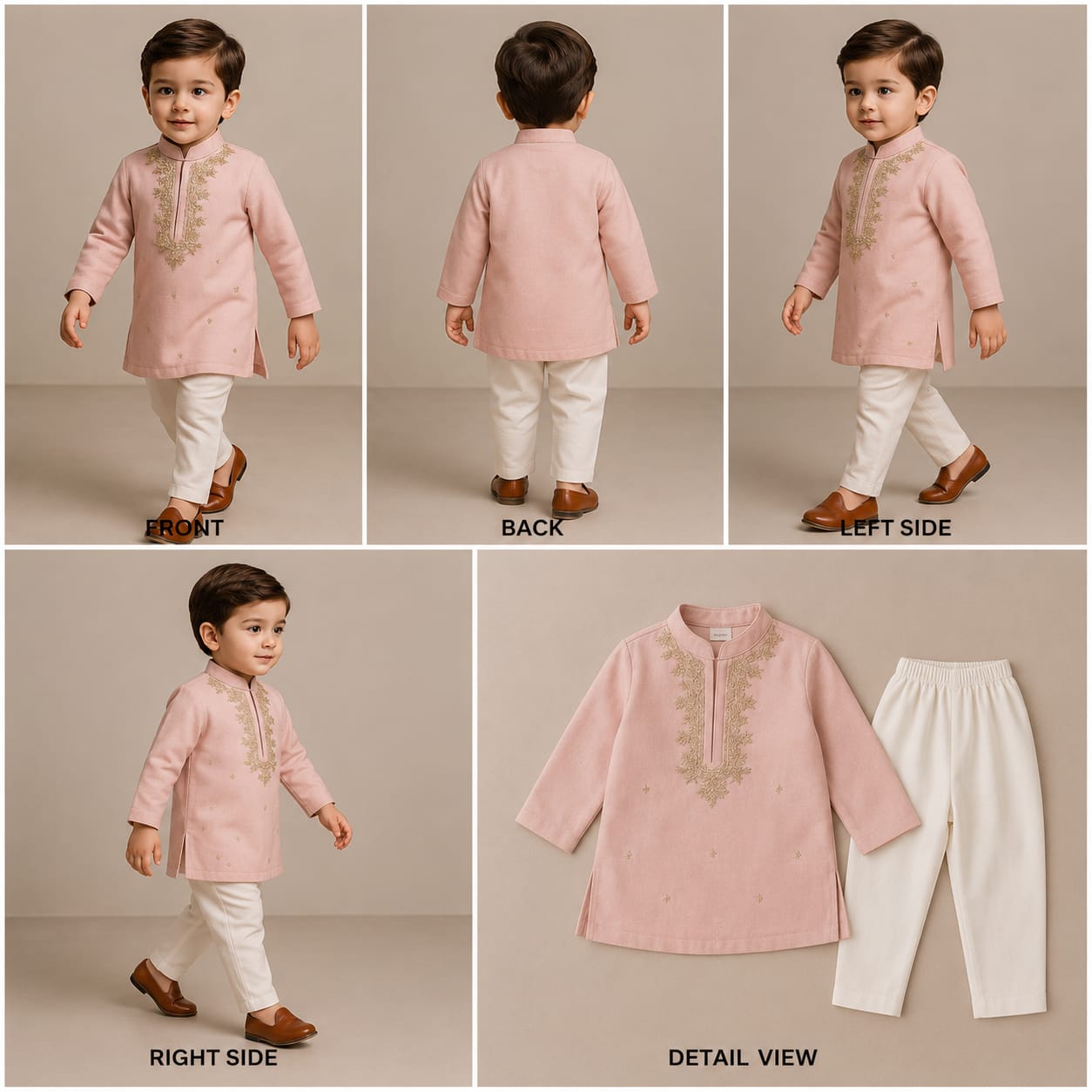 Pre Order: Shimmery Pink Mirror Embroidered Silk Kurta With Churidar