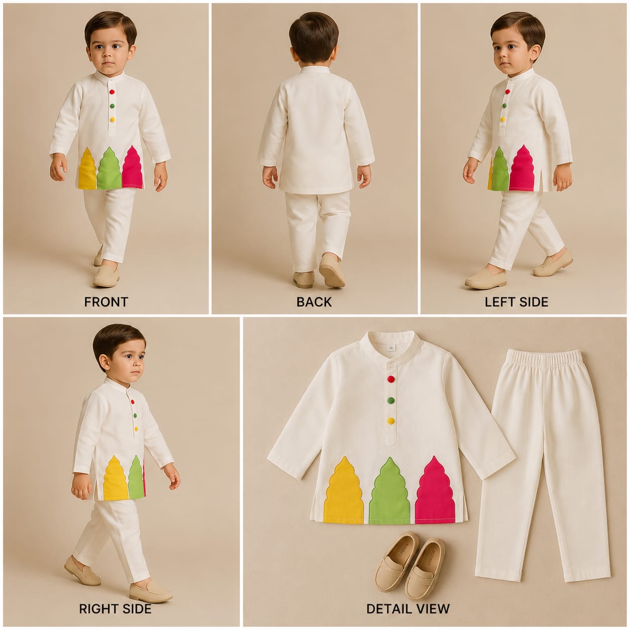 Pre Order: White Multicolour Embroidered Kurta And Pyjama