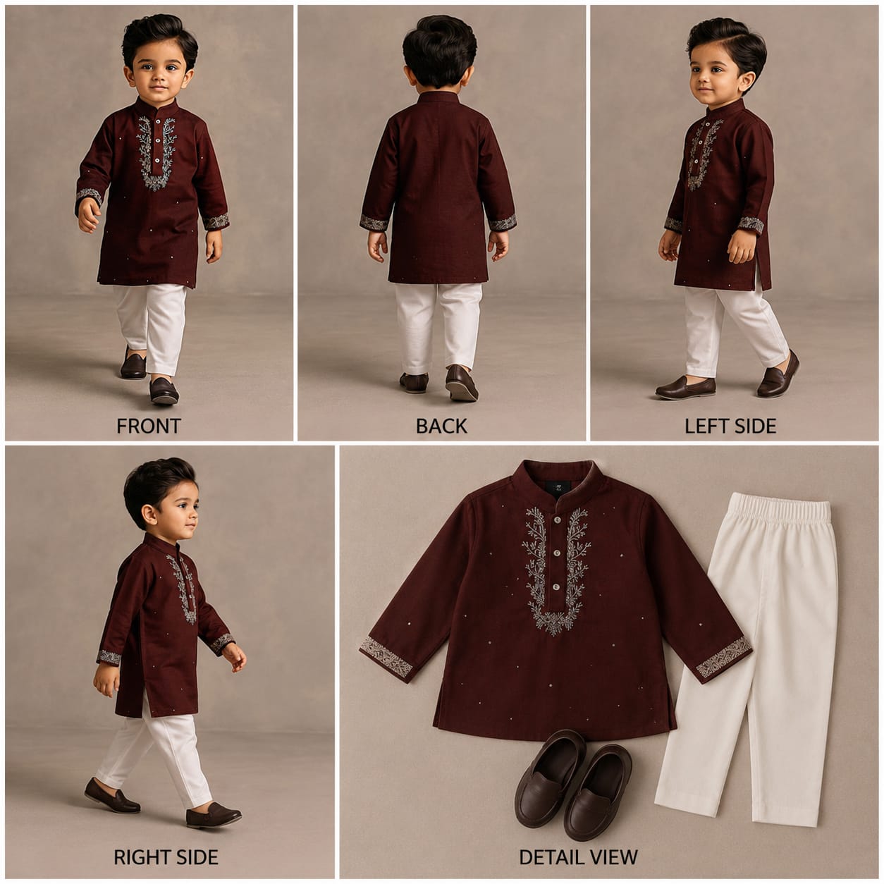 Pre Order: Maroon Faux Mirror Work Kurta With Pyjama